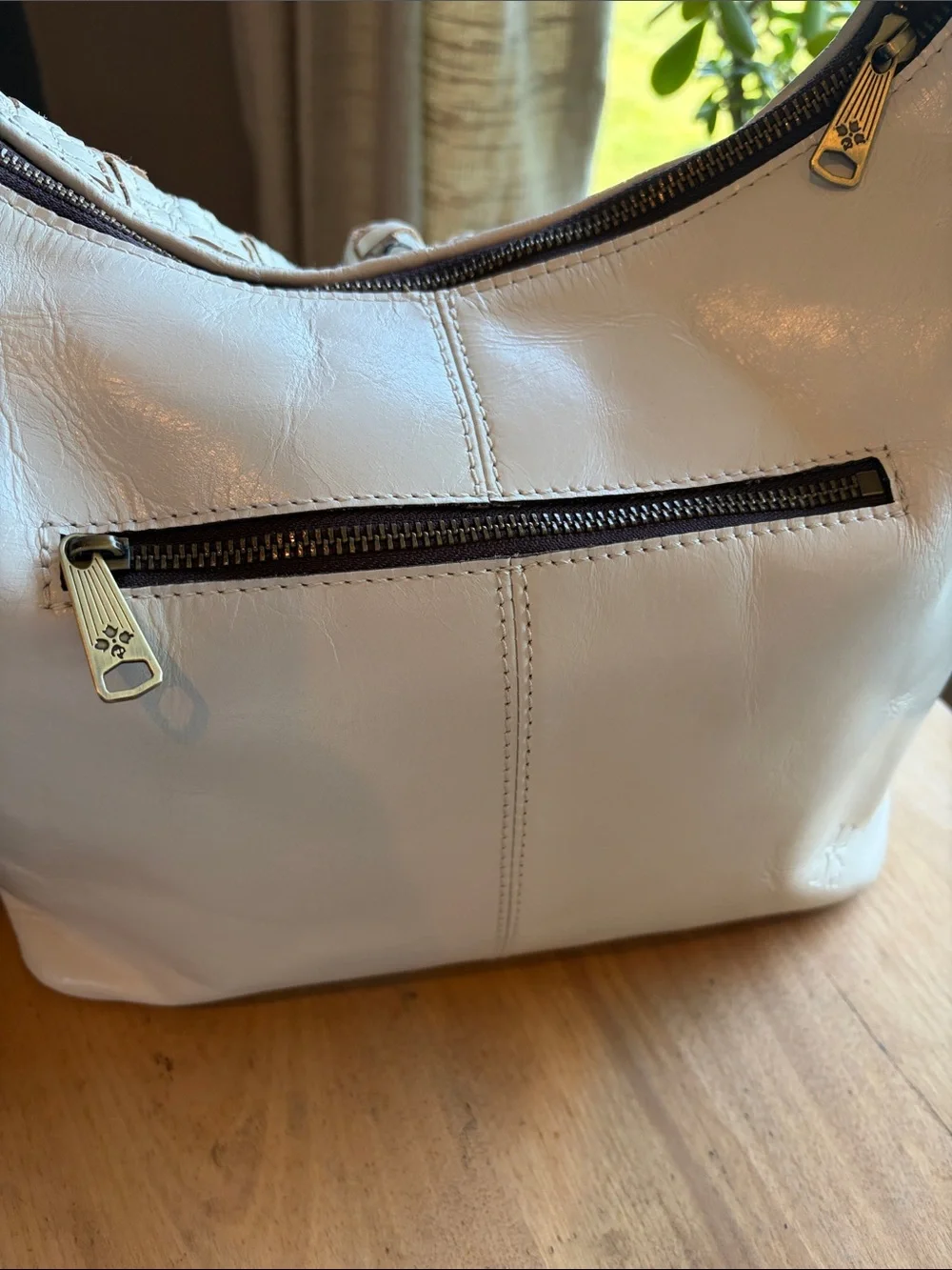 Patricia Nash Large White Braided Stitch Marcellina Leather Hobo Bag